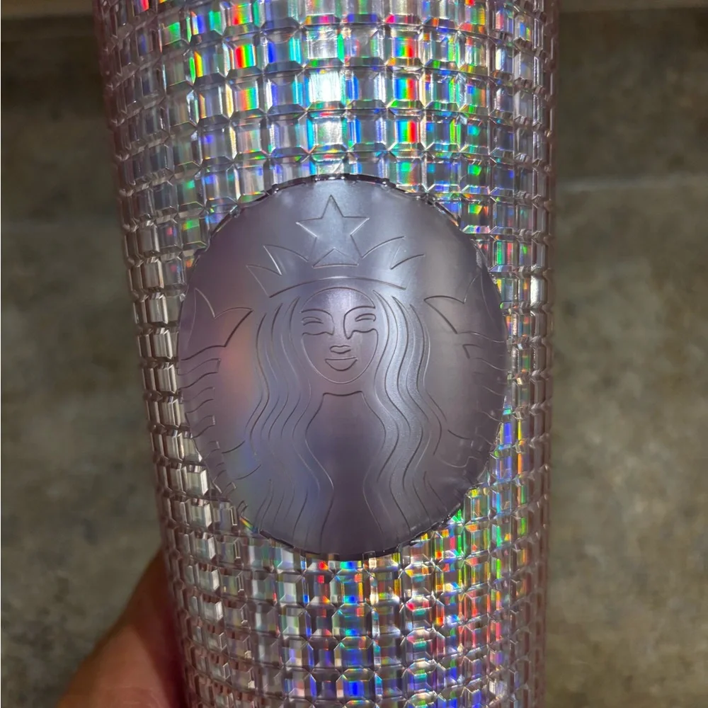 Starbucks 2022 Iridescent Pink Silver Bubblegum Grid Cold Cup Tumbler Venti 24oz